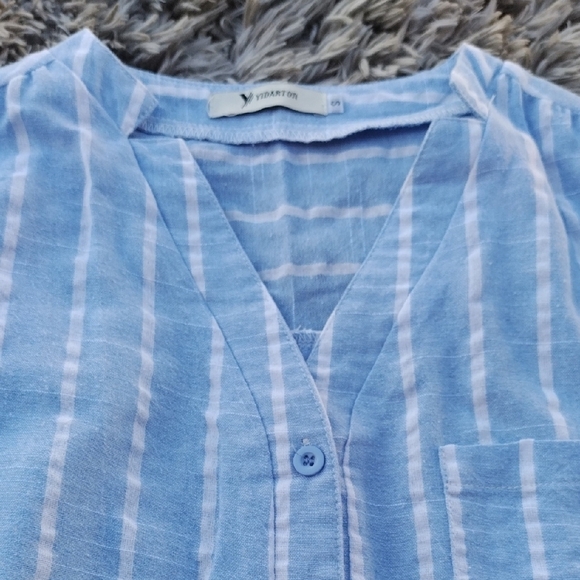 Yidarton Blue and White Striped Blouse - Picture 4 of 11